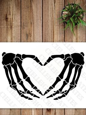 *2 for $20* Skeleton Hands Heart vinyl decal Sticker Handcrafted